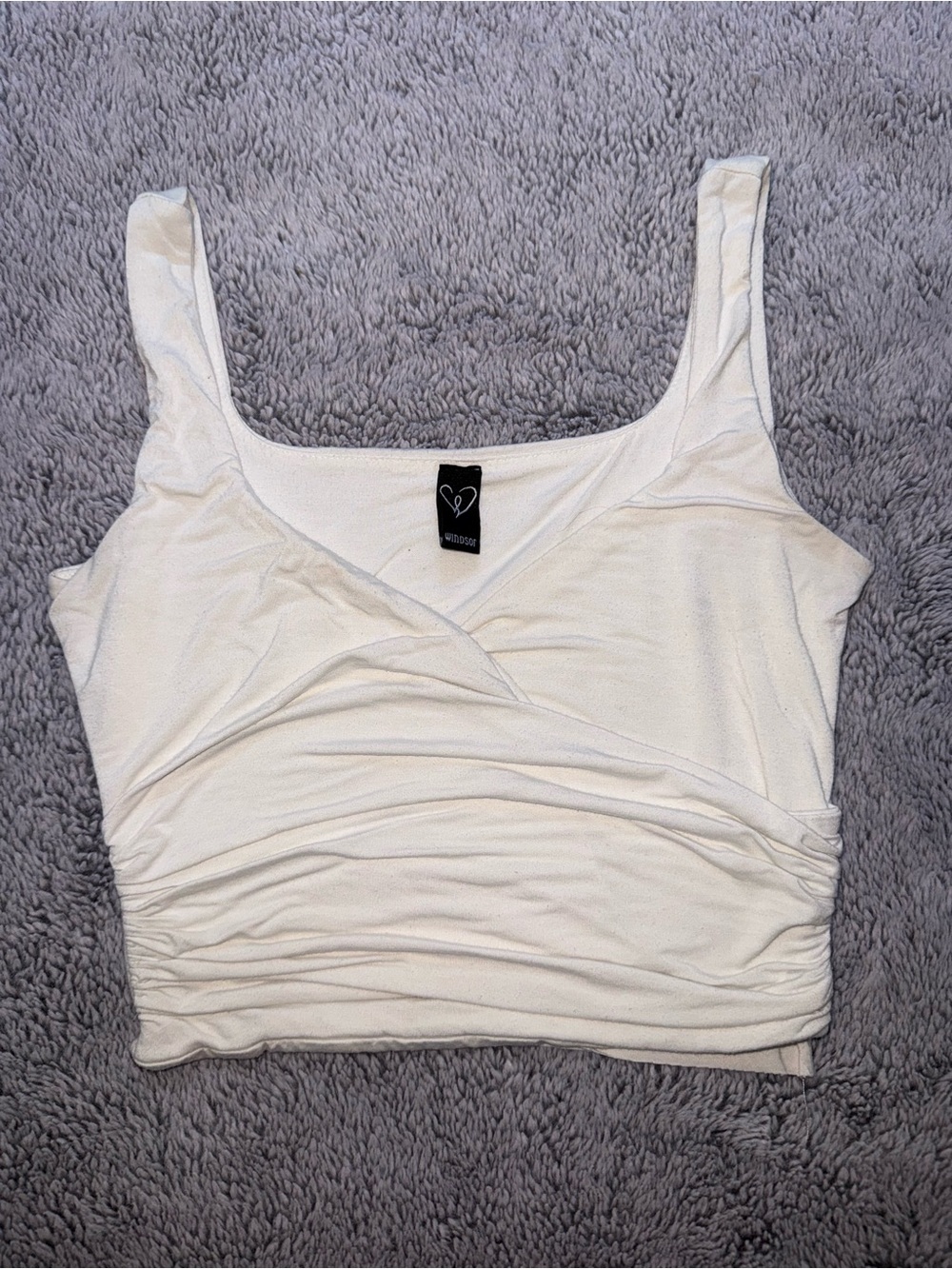 Windsor White Ruched Wrap Crop Tank